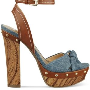 G by Guess Platform Blue Jean Shoes, Size 6